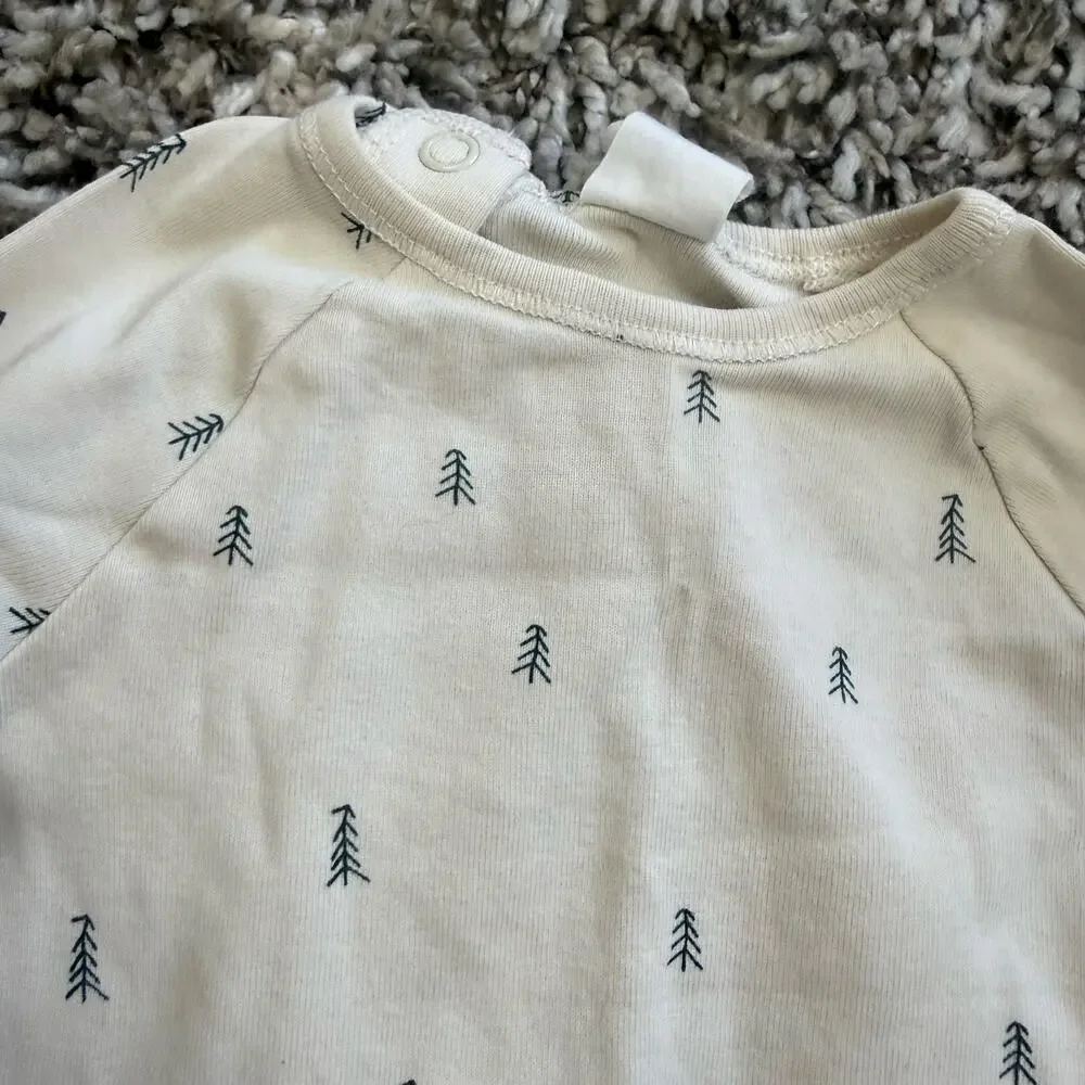 H&M Organic Cotton Tree Print Outfit Pants Top PJs Baby Boy 9-12 Months Pajamas